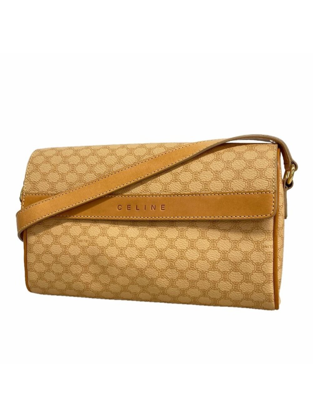 Celine Shoulder Bag Macadam Beige Gold